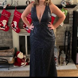 Morilee Navy Blue Prom Dress - Size 14